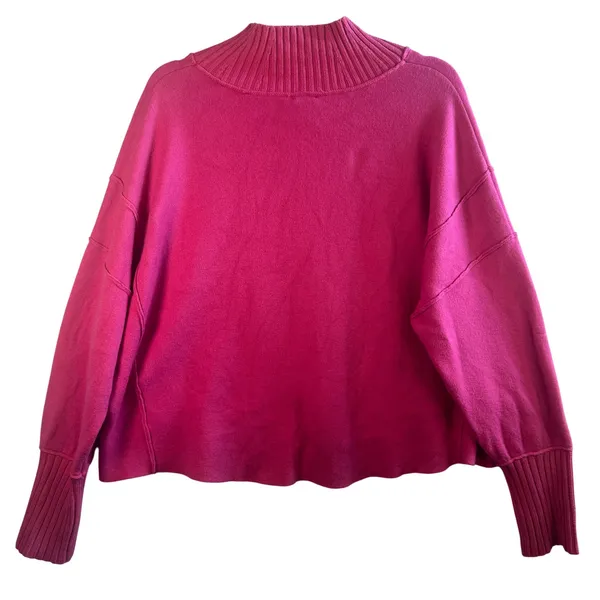 Maeve Anthropologie Heart‎ Mock Neck Sweater Pink Viscose Cotton Knit Small Pink - Image 2