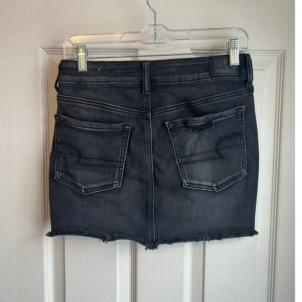 American Eagle Black High Rise Mini Jean Skirt - 6S - Image 3