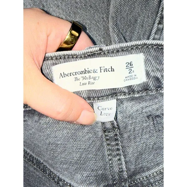 NWT Abercrombie & Fitch Curve Love The ‘90s Baggy Low Rise Gray Jeans Size 26 2 - Image 4