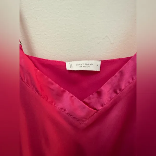 Lucky Brand Pink Silk Slip Dress | Feminine Midi Dress - Image 3