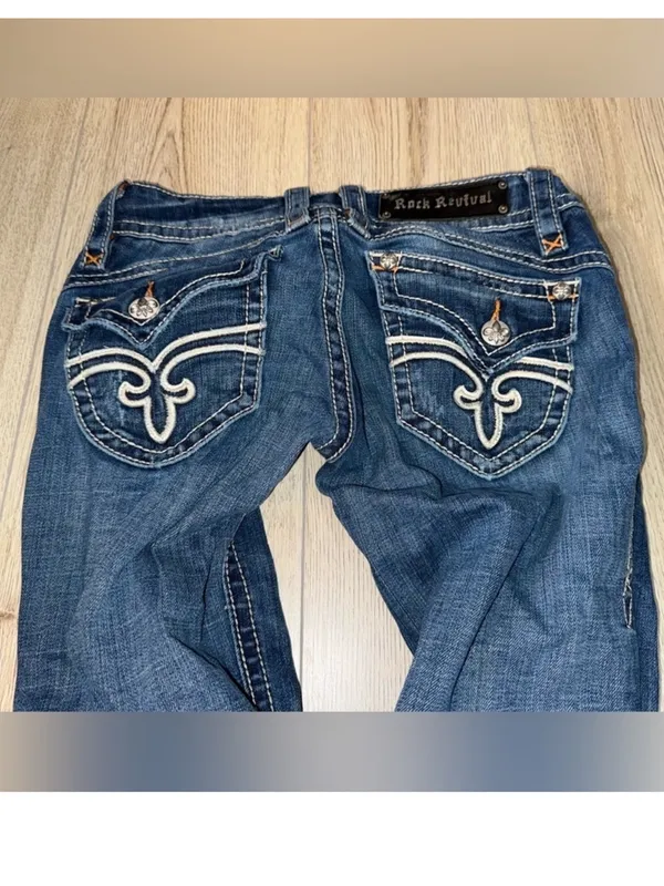 Rock revival Stephanie capri crop cropped blue jeans denim - Image 4