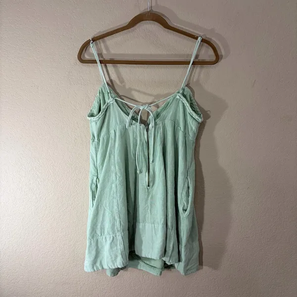 Free People Altura Mini Dress Sz L Light Green Boho Hippie Preppy Coastal Beach - Image 6