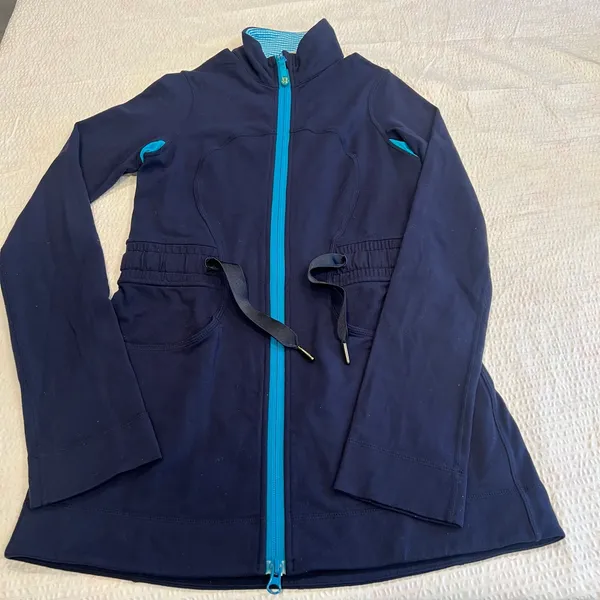 Lululemon navy blue vintage waist scrunch string jacket 4 women - Image 8