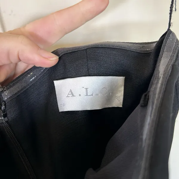 ALC Strapless Drape Dress Black Asymmetric Hem with Side Pockets‎ Size US 2 / XS - Image 12