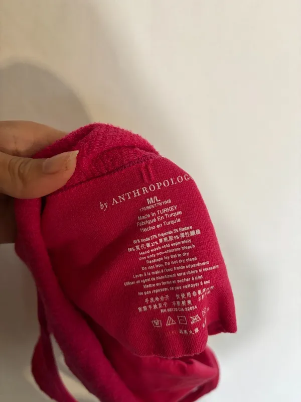 Anthropologie bright pink ribbed halter crop tank size M - Image 4
