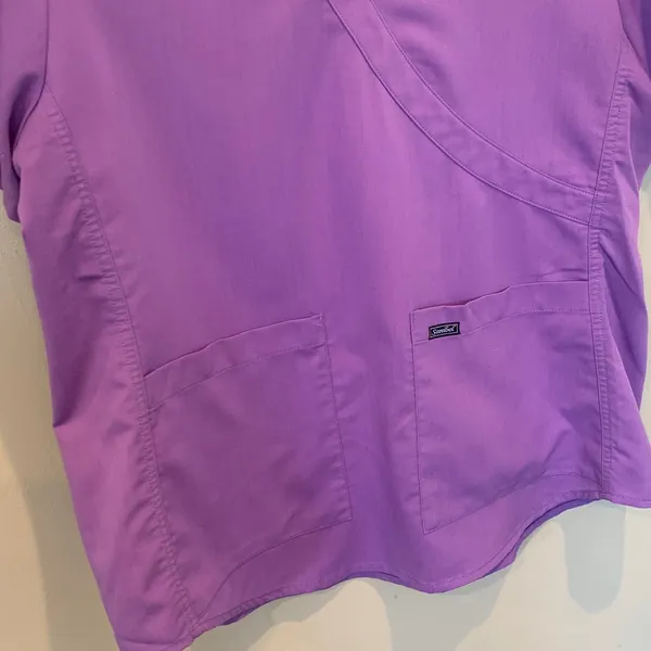 Sanibel Scrubs Women’s Large Light Purple Faux Wrap Short Sleeve Scrub Top - Image 4