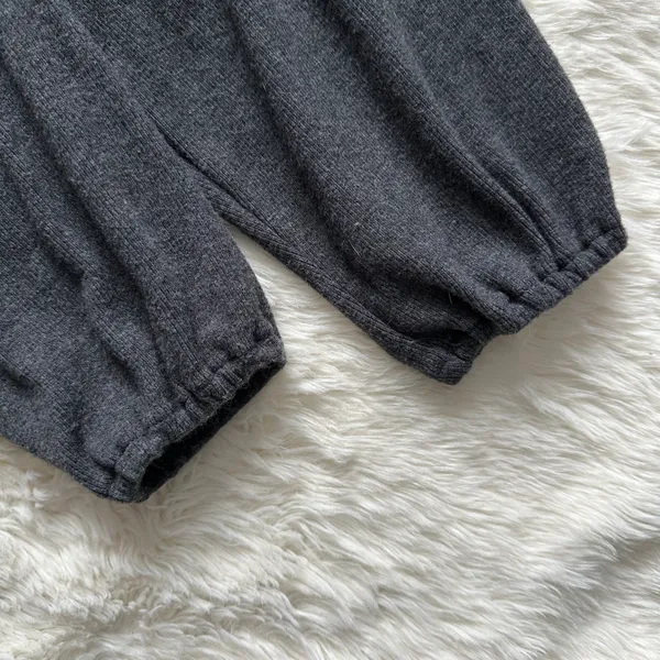 Sweater Plush Square-Neck Smocked Top Long Sleeve Dark Gray M - Image 8