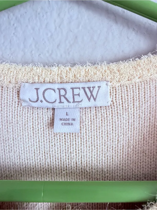 J. Crew 2025 Cream Gold Button Cinched Waist Sweater Jacket Knit Cardigan Sz L - Image 5