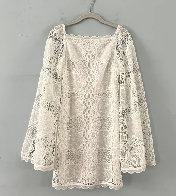 Alice McCALL Berwyn Diamond Veins Anthropologie BHLDN Porcelain White Lace Dress - Image 8