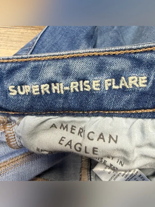 American Eagle Super High Rise Flare Jeans Womens 10 Next Level Stretch Denim - Image 8
