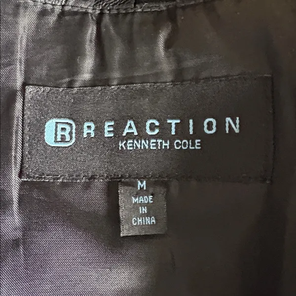 Kenneth Cole Reaction Black Leather Jacket Medium - Image 3