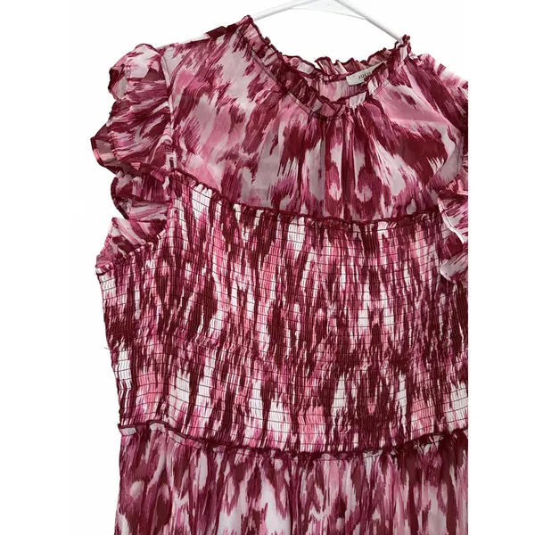 Julia Jordan Ikat Print Tiered Midi Dress Pink Size 14 NWT - Image 4