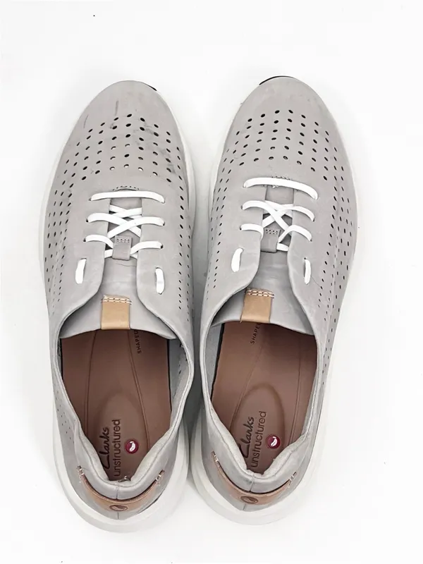 CLARKS Unstructured Gray Perforated Lace Up Shoes Women’s Size 11 Casual Neutral - Image 10