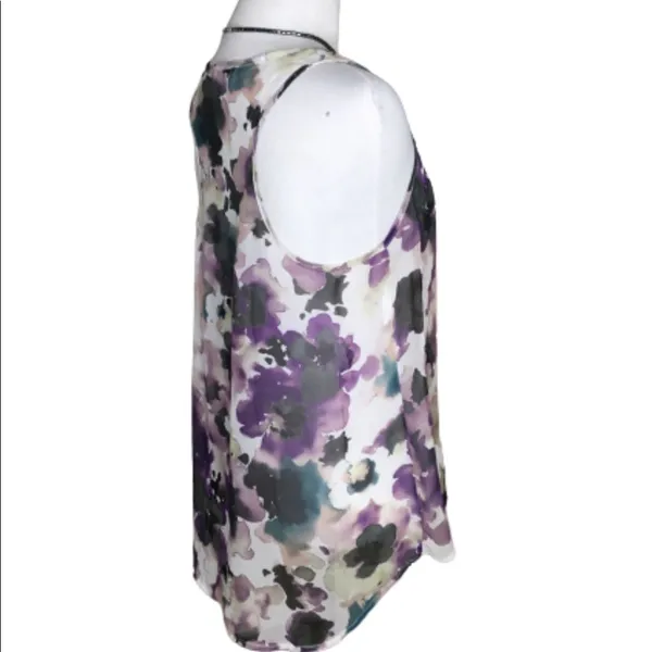 Love Squared Purple Lilac Water Color Casual Summer Hi/Lo Tank Top M - Image 3