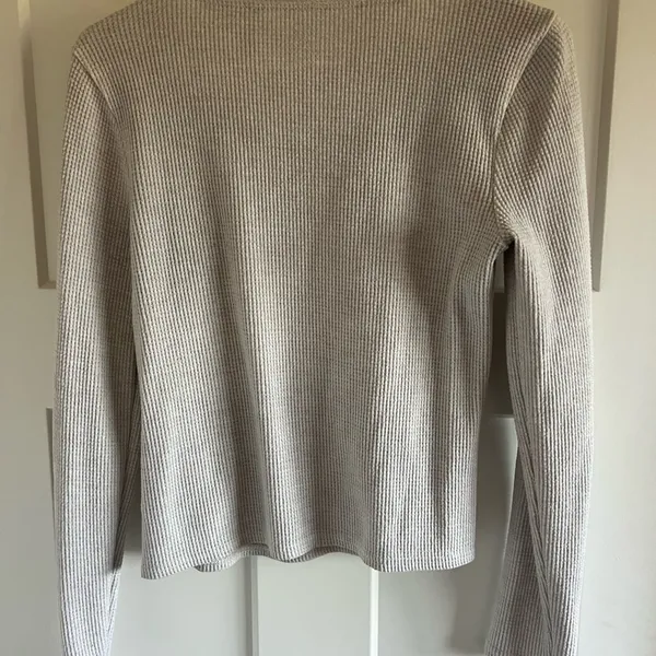 Aerie Gray Long Sleeve Ribbed Top - Image 3
