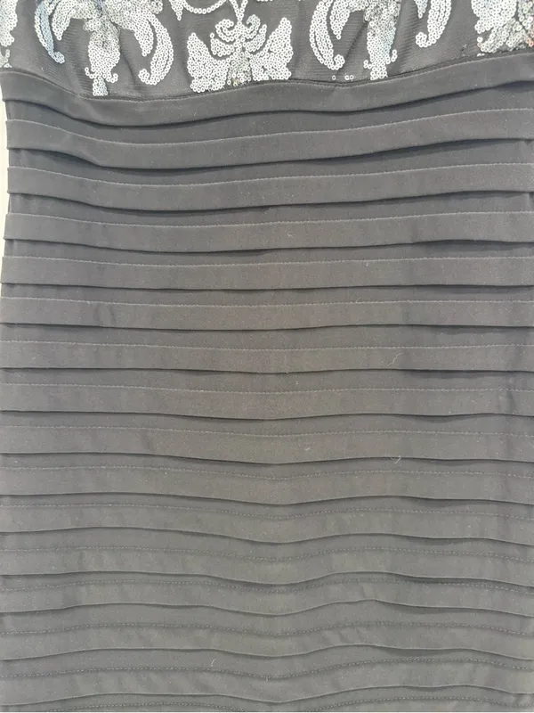 Scarlett Black Midi Dress with Silver Embellished Bodice - Image 3