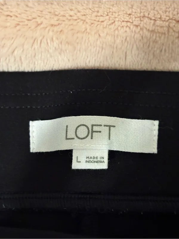 LOFT Black Pull-On Ankle Pants Women’s Size Large Stretch Career Work - Image 2