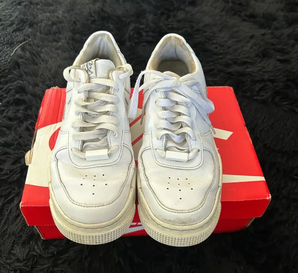 Nike Af1 Air Force One Shadow White Lace Up Platform Shoes Sneakers - Image 8