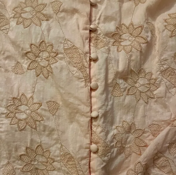 Women’s Let Me Be Pink Lotus Flower & Fish Patterned Button Down Shirt Size S - Image 4