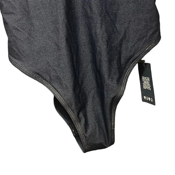 Aerie American Eagle Denim‎ Look One Piece Cheeky Swimsuit L - Image 4