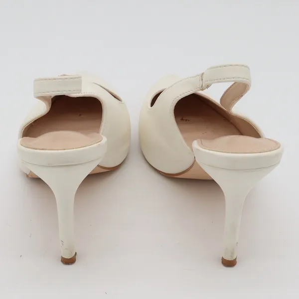 Unbranded Slingback Pumps Womens 8 Pointed Toe Stiletto Cream Faux Leather Good - Image 5