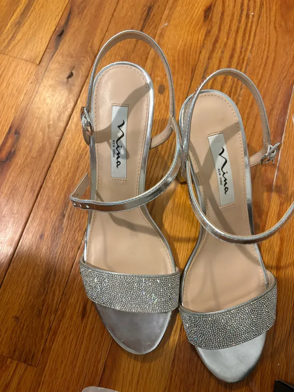 Silver Sparkly Wedge Heels - Image 2