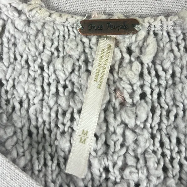 Free People Songbird Sweater V-Neck Striped Bouclé Knit Pink Gray Tunic Size M - Image 7