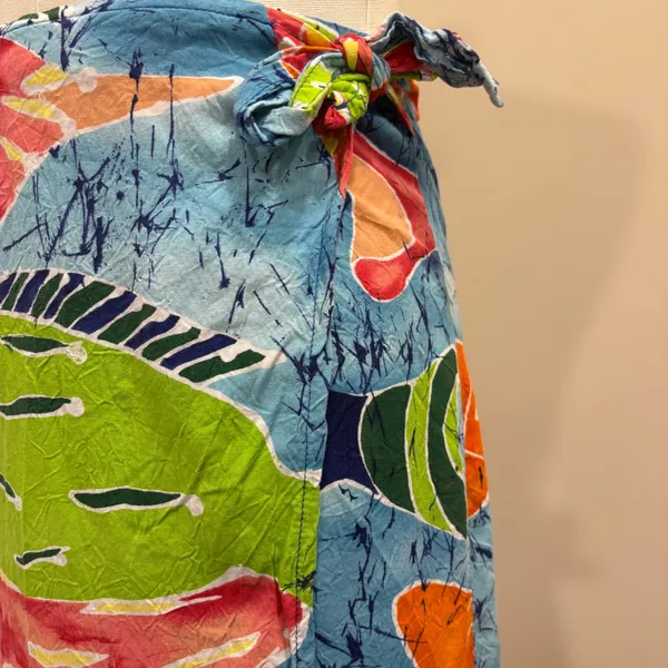 VTG Jams World Rainbow Fish Batik Print Wrap Midi Skirt Cover Up Small Tropical - Image 5