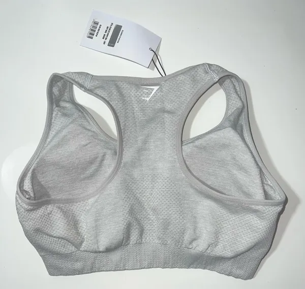 Gymshark Vital Seamless Sports Bra Light Grey Marl - Medium - Image 2