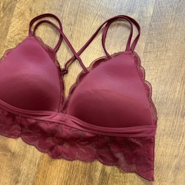 PINK Victoria’s Secret Pushup Bralette Bra Sz Medium Lace Trim Longline - Image 6