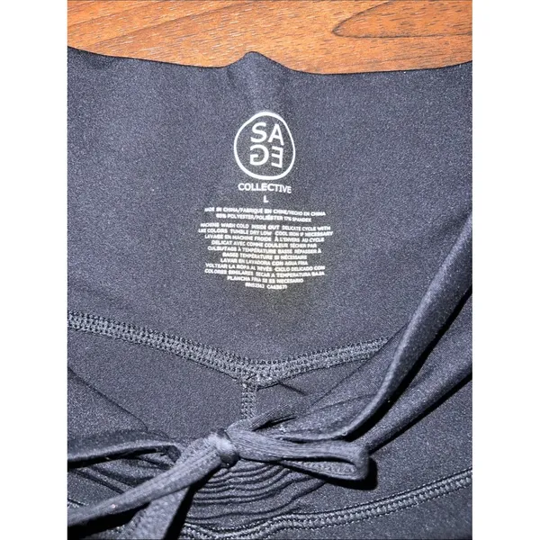 Sage collective Black High-Rise Ruched-Front Bike Shorts large stretch - Image 2