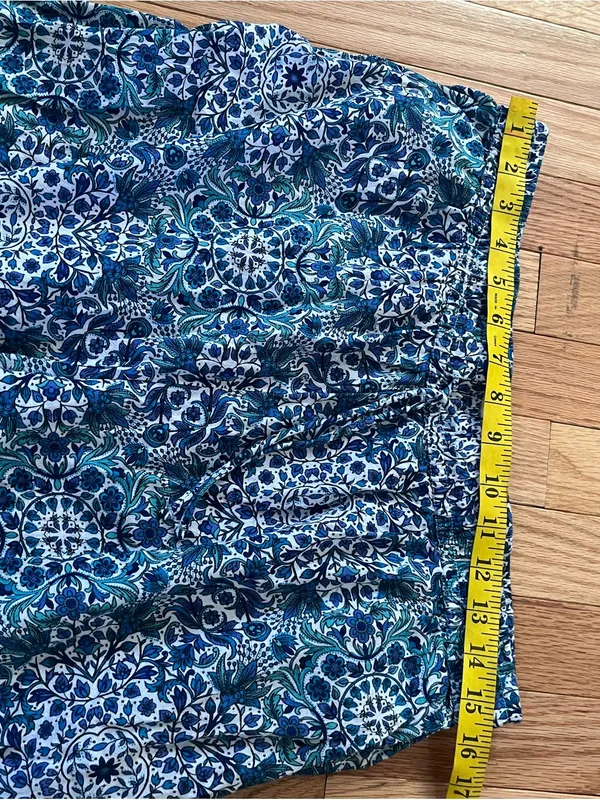 Primark Boho Coastal Wide Leg Pants Medium Blue Tile Print Vacation 100% Cotton Beachy - Image 5