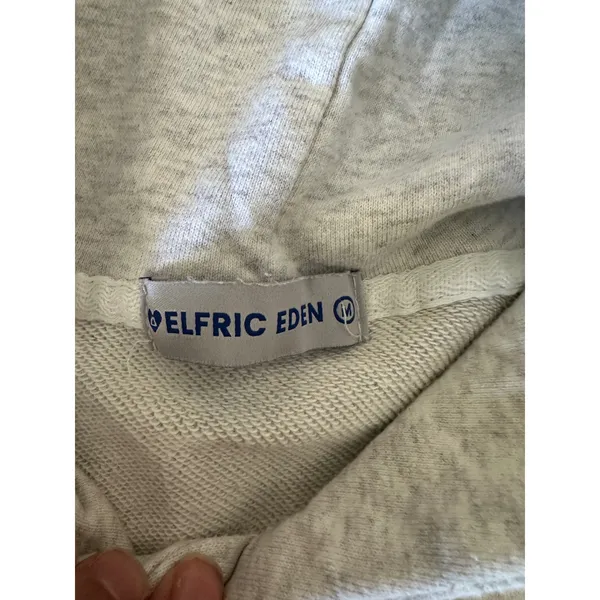 Elfric Eden Heather‎ Grey Chenille Patch Star Graphic Hoodie Med Y2K Streetwear - Image 4