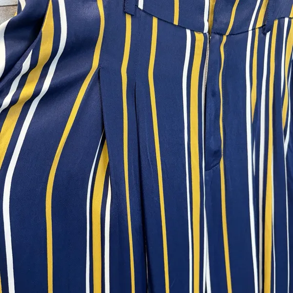 NWT Maeve Anthropologie Womens 6 Pants Wide Leg Navy/Marin Mustard White Striped - Image 4