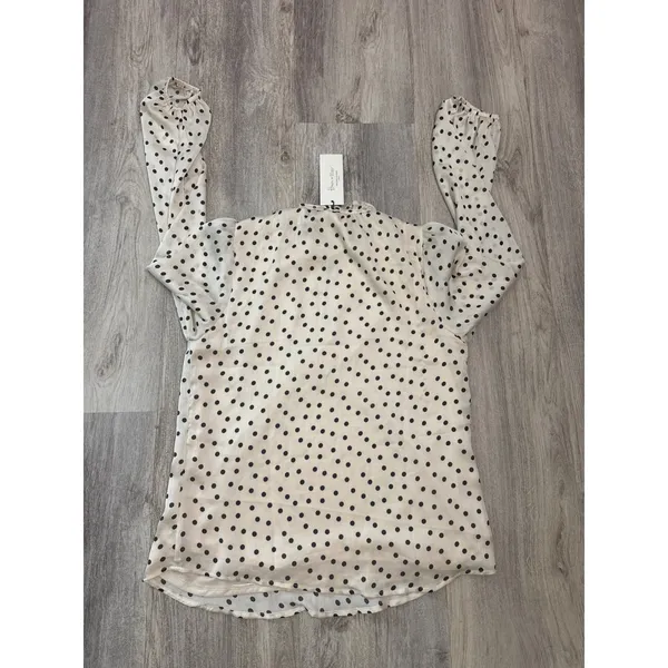 Haver & Blair Polka Dot Ruffle Neck Tie Blouse Cream Black Size XS‎ NWT - Image 3