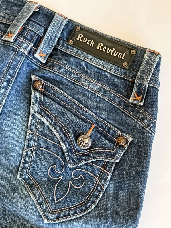 Rock Revival Gwen Boot Cut Dark Wash Jeans 28 - Image 9