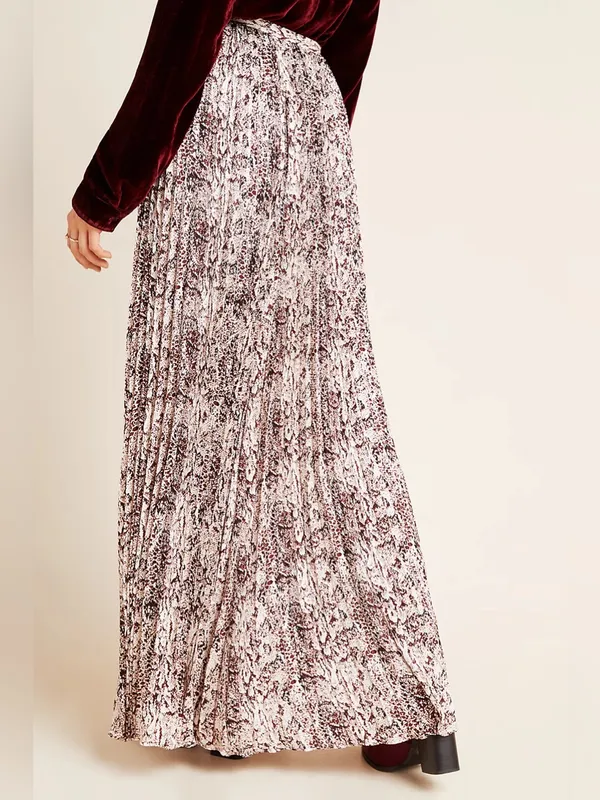Marie Oliver Wesley Anthropologie Snake Print Pleated Maxi Skirt Size 6 - Image 13