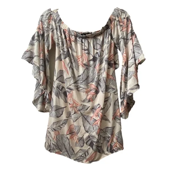 Lulus Off The Shoulder Tropical Leaf‎ Print Mini Dress Women's Size S - Image 2
