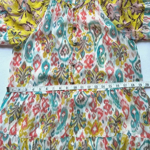 Anthropologie Maureen Babydoll Tunic Blouse Sheer Multicolor Floral Paisley M - Image 15