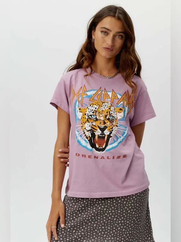 NWT Letluv Def Leopard Adrenalize Tour Tee 🐆 ~ Size XXS Oversized Anthropologie - Image 4