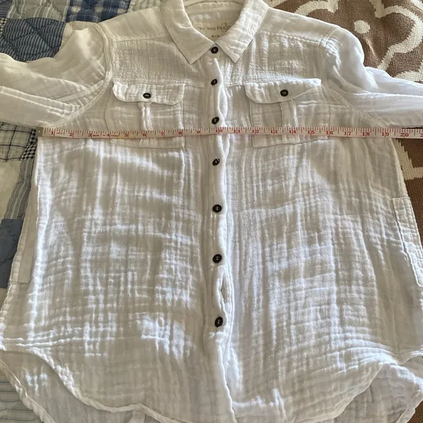 Free People We The Free White Cotton Gauze Button Down Shirt M - Image 6