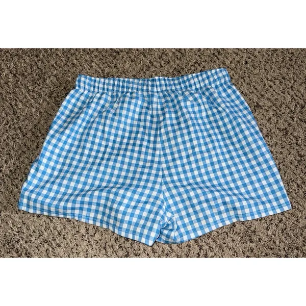 Colsie Women's Boxer Pajama Shorts Blue White Gingham Size Medium - Image 6