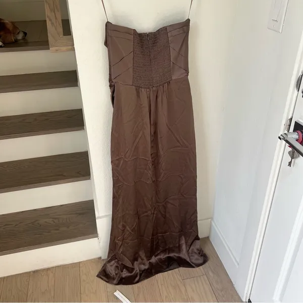 NWT Reformation Barrow Silk Maxi Dress in Magnetic Brown - Image 4