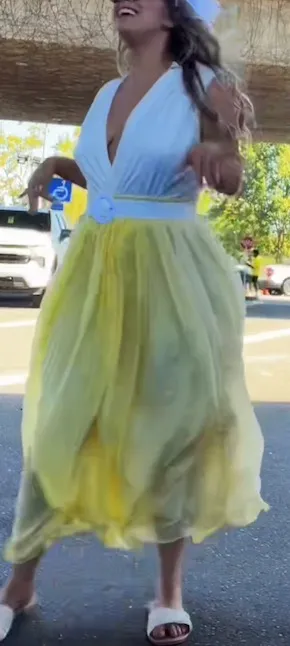 Silk Ombré Yellow Maxi Skirt Size M - Image 3