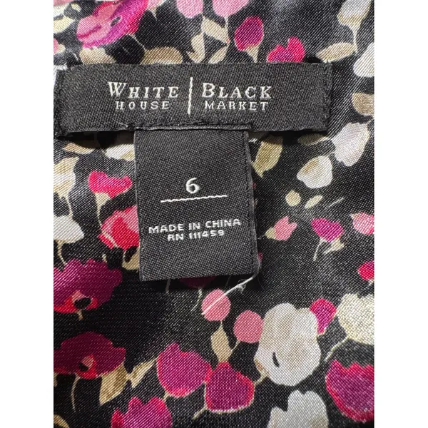 White House Black Market Pink Floral Tiered V Neck Cocktail Party Dress Size 6‎ - Image 3