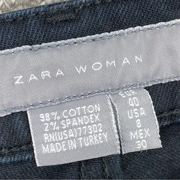 Zara Jeans‎ Womens 8 Black Beaded Back Pocket Straight Leg Low Rise Stretch - Image 7