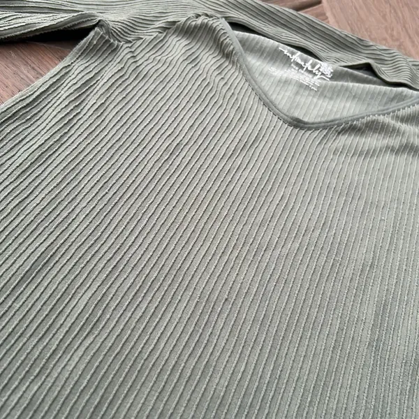 Free‎ People Green Ribbed Quarter Sleeve - Image 2