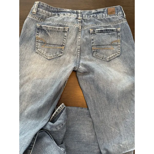 American Eagle Outfitters Boyfriend Jeans Blue Denim Stretch Distressed Women's - Image 11