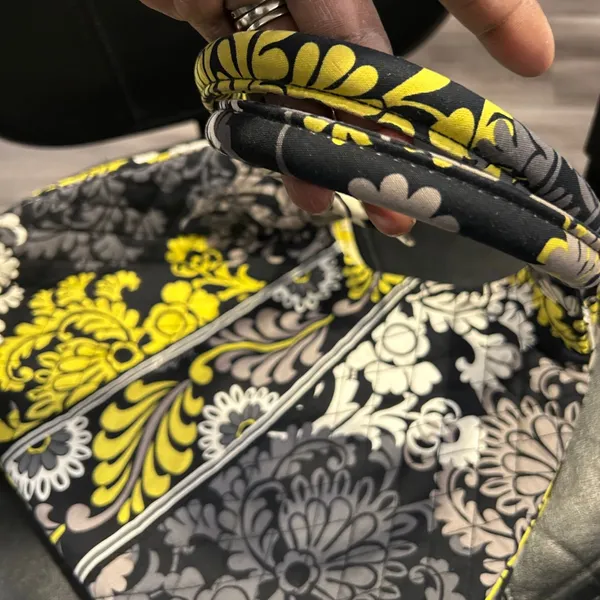 Vera Bradley Black and Yellow Floral Hobo Bag - Image 3