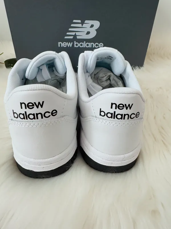 New Balance BB80 Low-Top Leather Sneakers, White/Black, Size 10.5/EU 42.5 - Image 4